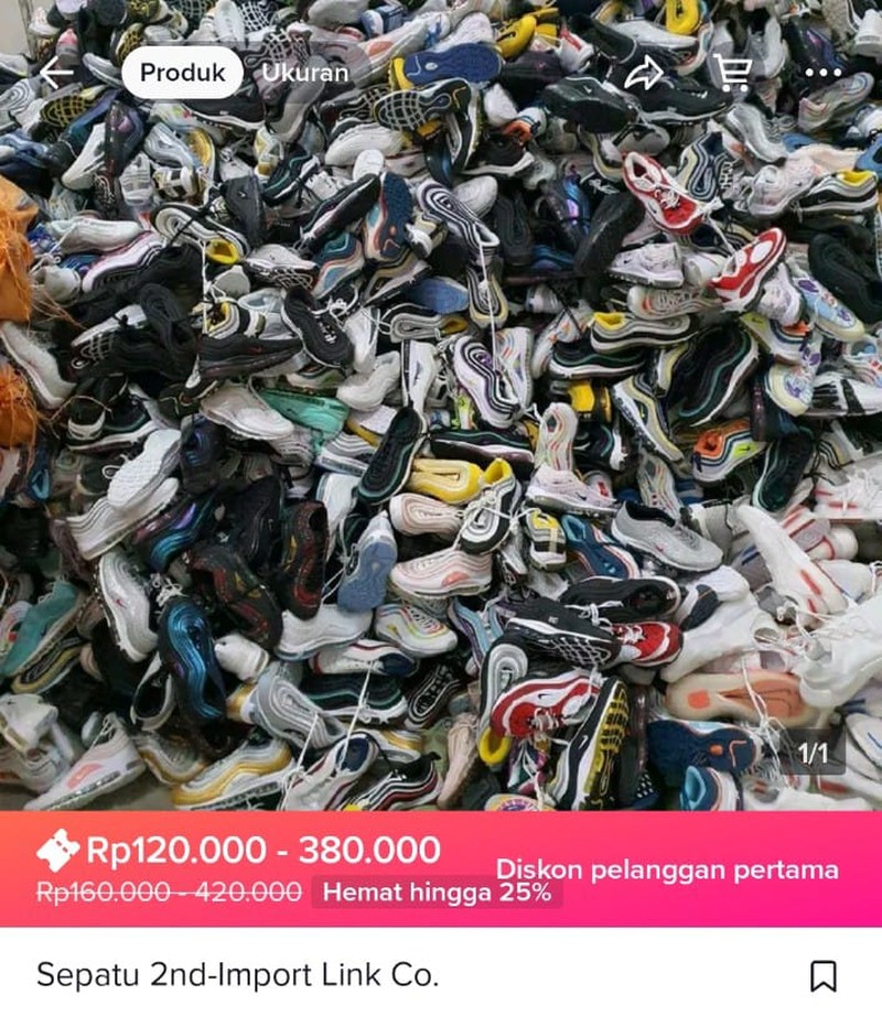 Sepatu branded impor bekas ramai dijual di media sosial, menyerang pasar Indonesia! (Tangkapan Layar Toko Online)