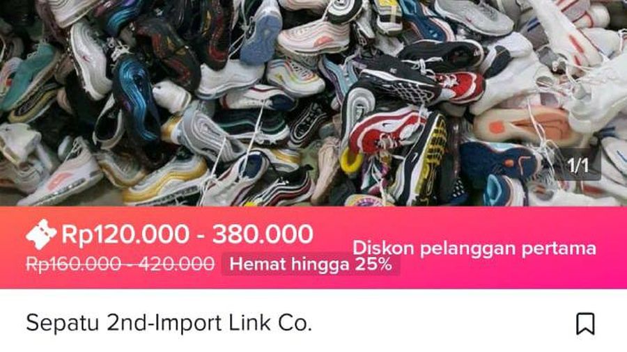 Sepatu branded impor bekas ramai dijual di media sosial, menyerang pasar Indonesia! (Tangkapan Layar Toko Online)