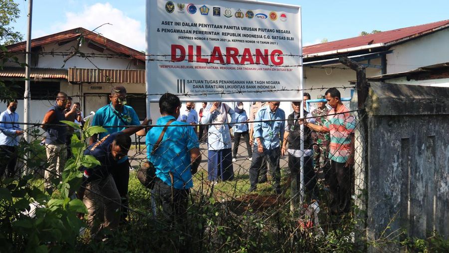 Satgas BLBI menyita aset PT. Pancasindhu Abadi, Jumat (10/3/2023). Aset yang disita berupa tanah dengan total nilai aset Rp74,3 miliar.