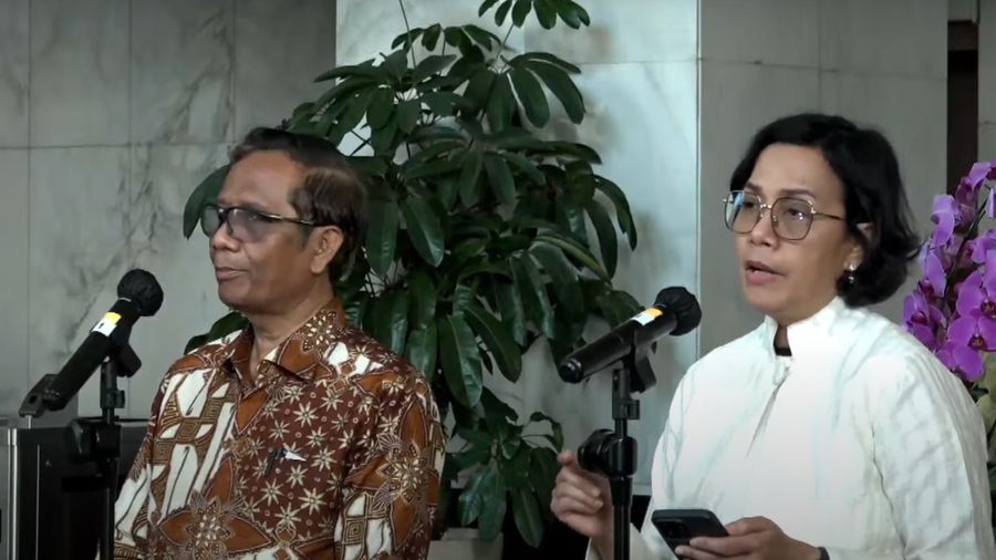 Press Statement Menteri Keuangan dan Menkopolhukam Terkait Temuan PPATK. (Tangkapan Layar Youtube)