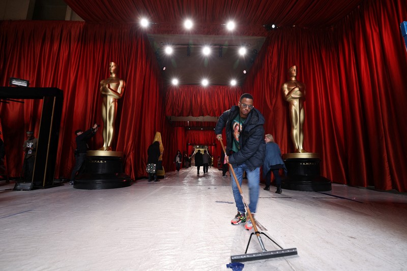 An Oscar statue is seen as preparations continue for the 95th Academy Awards, known as the Oscars, in Hollywood, Los Angeles, California, U.S., March 11, 2023. REUTERS/Eric Gaillard