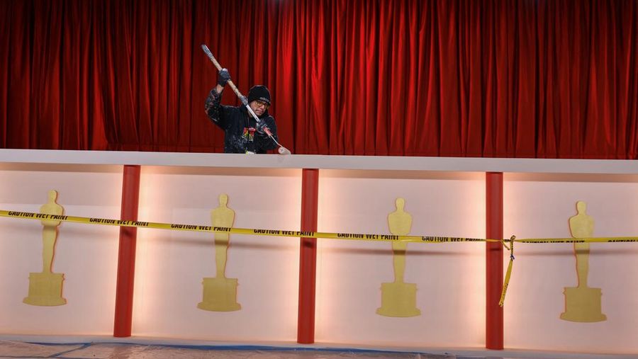 An Oscar statue is seen as preparations continue for the 95th Academy Awards, known as the Oscars, in Hollywood, Los Angeles, California, U.S., March 11, 2023. REUTERS/Eric Gaillard