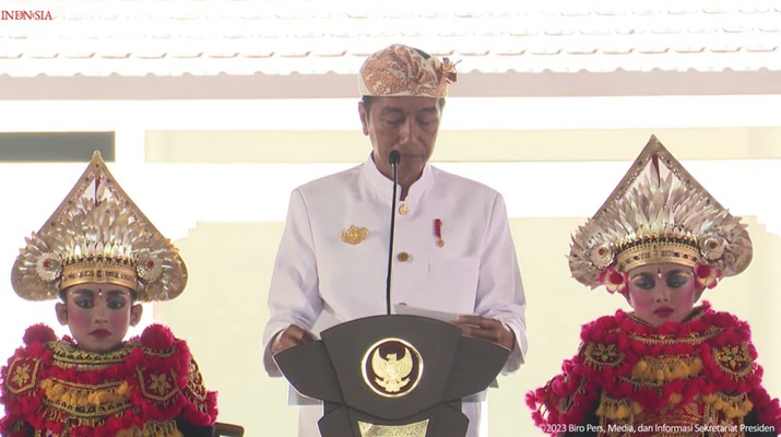 Presiden Jokowi Resmikan Fasilitas Kawasan Suci Pura Agung Besakih, Karangasem, 13 Maret 2023 (Tangkapan layar youtube Setpres RI)