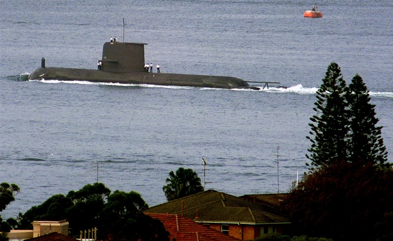 Sebuah kapal selam terlihat selama Presiden AS Joe Biden, Perdana Menteri Rishi Sunak dari Inggris dan Perdana Menteri Anthony Albanese dari Australia pertemuan Kemitraan Australia â Inggris â Amerika Serikat (AUKUS) di Naval Base Point Loma di San Diego, California , Amerika Serikat pada 13 Maret 2023. Sebuah kapal selam terlihat selama Presiden AS Joe Biden, Perdana Menteri Rishi Sunak dari Inggris dan Perdana Menteri Anthony Albanese dari Australia pertemuan Kemitraan Australia â Inggris â Amerika Serikat (AUKUS) di Naval Base Point Loma di San Diego, California , Amerika Serikat pada 13 Maret 2023. (Tayfun Coskun/Anadolu Agency via Getty Images)