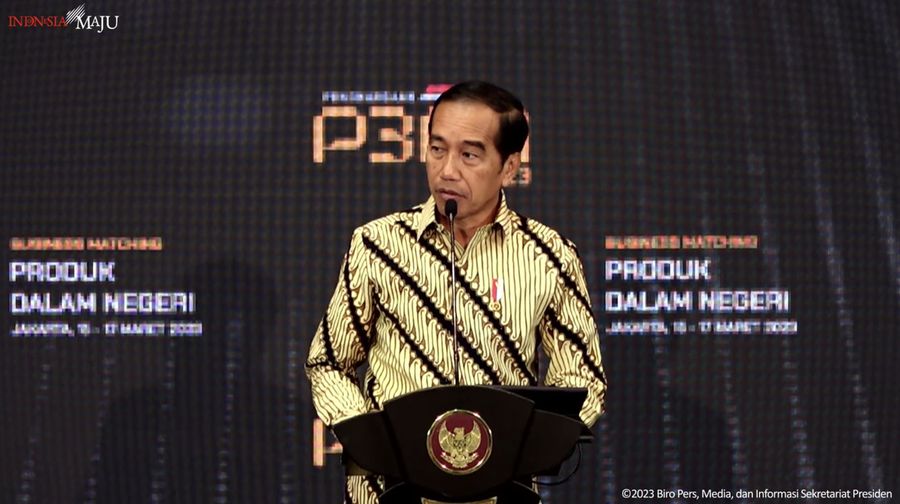 Sambutan Presiden Jokowi Pada Pembukaan Business Matching Produk Dalam Negeri, 15 Maret 2023. (Tangkapan Layar Youtube)