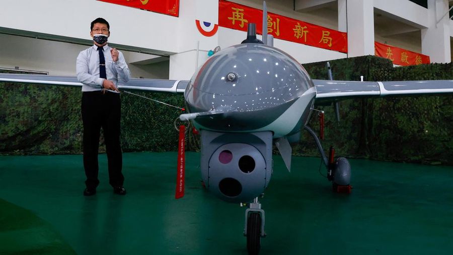 A view shows Cardinal III UAV on display as Taiwan's Defence Ministry showcases its domestically developed drones to the press in Taichung, Taiwan March 14, 2023. REUTERS/Ann Wang