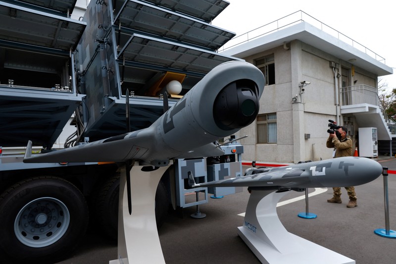 TAIWAN-MILITARY/DRONES A view shows Cardinal III UAV on display as Taiwan's Defence Ministry showcases its domestically developed drones to the press in Taichung, Taiwan March 14, 2023. REUTERS/Ann Wang