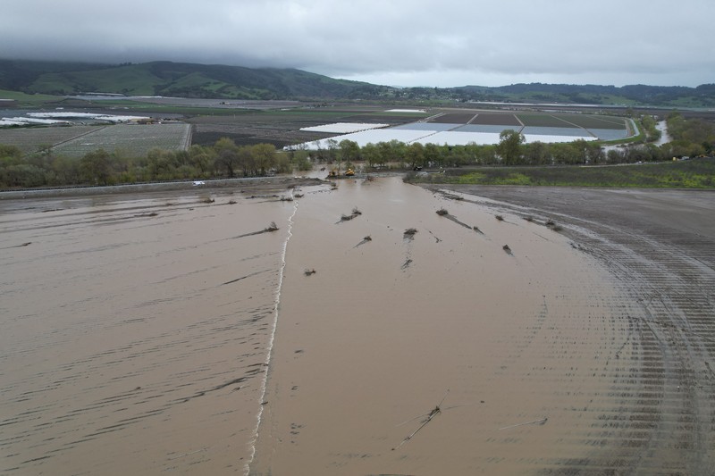 A California plate is seen at an area affected by floods after days of heavy rain in Pajaro, California, U.S., March 14, 2023. REUTERS/Carlos Barria     TPX IMAGES OF THE DAY