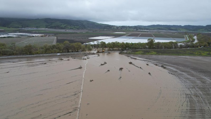 A California plate is seen at an area affected by floods after days of heavy rain in Pajaro, California, U.S., March 14, 2023. REUTERS/Carlos Barria     TPX IMAGES OF THE DAY
