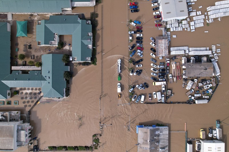 USA-WEATHER/CALIFORNIA A California plate is seen at an area affected by floods after days of heavy rain in Pajaro, California, U.S., March 14, 2023. REUTERS/Carlos Barria TPX IMAGES OF THE DAY