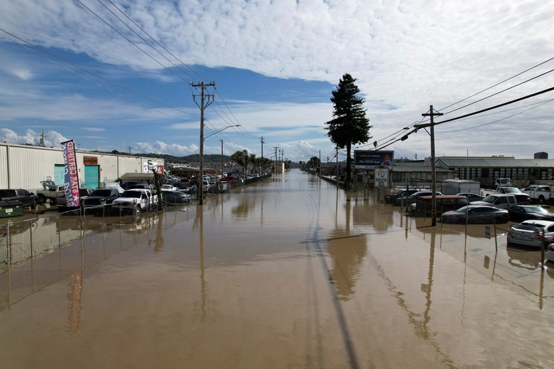 A California plate is seen at an area affected by floods after days of heavy rain in Pajaro, California, U.S., March 14, 2023. REUTERS/Carlos Barria     TPX IMAGES OF THE DAY