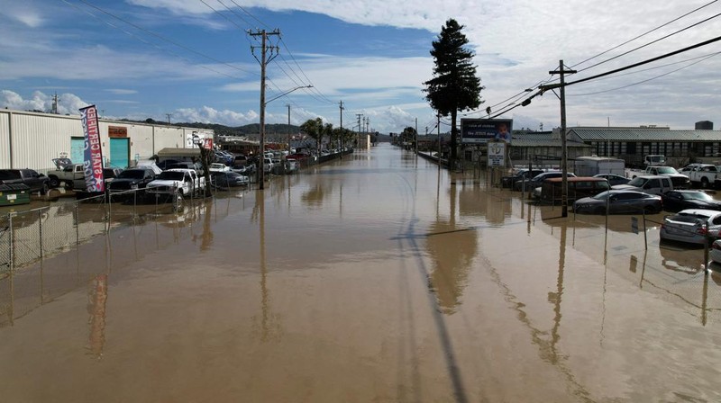 A California plate is seen at an area affected by floods after days of heavy rain in Pajaro, California, U.S., March 14, 2023. REUTERS/Carlos Barria     TPX IMAGES OF THE DAY