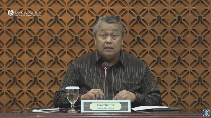 Gubernur Bank Indonesia Perry Warjiyo dalam pengumuman Hasil Rapat Dewan Gubernur Bulanan Bulan Maret 2023. Gubernur Bank Indonesia Perry Warjiyo dalam pengumuman Hasil Rapat Dewan Gubernur Bulanan Bulan Maret 2023. (Tangkapan Layar Youtube Bank Indonesia)