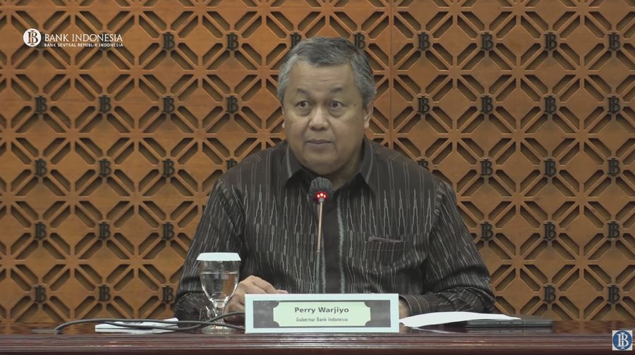Gubernur Bank Indonesia Perry Warjiyo dalam pengumuman Hasil Rapat Dewan Gubernur Bulanan Bulan Maret 2023. (Tangkapan Layar Youtube Bank Indonesia)
