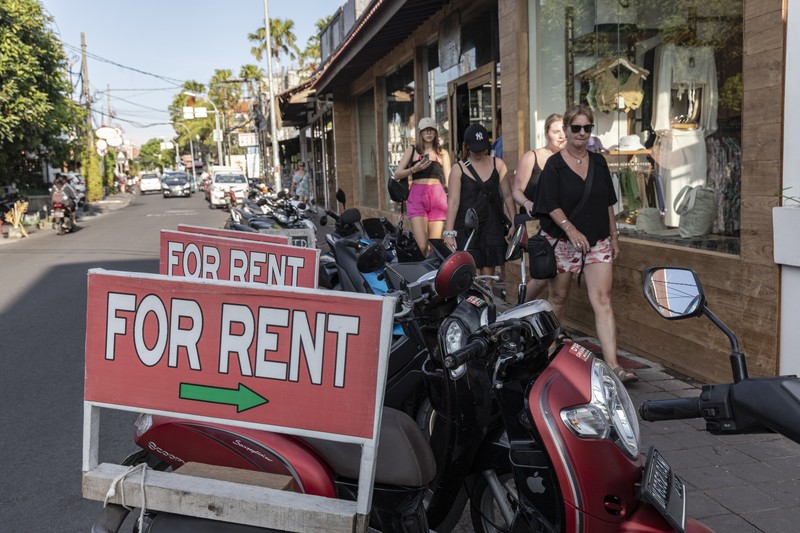 Sings for motorbike rental service in Seminyak, Bali, Indonesia, on Thursday, March 16, 2023. Foreign tourists in Bali wont be allowed to use motorcycles to get around the island after a string of accidents led to injuries and even deaths. Photographer: Nyimas Laula/Bloomberg via Getty Images