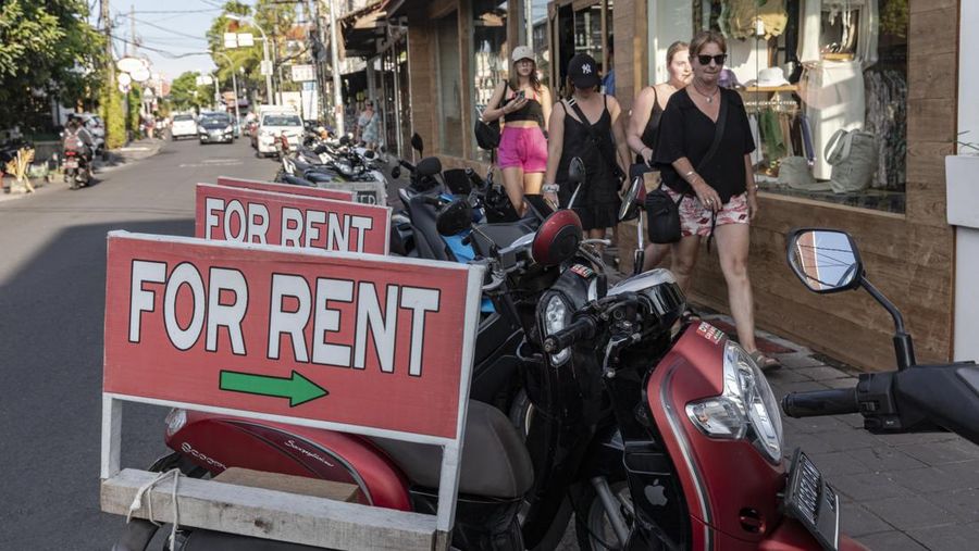 Sings for motorbike rental service in Seminyak, Bali, Indonesia, on Wednesday, March 15, 2023. Foreign tourists in Bali wont be allowed to use motorcycles to get around the island after a string of accidents led to injuries and even deaths. Photographer: Nyimas Laula/Bloomberg via Getty Images