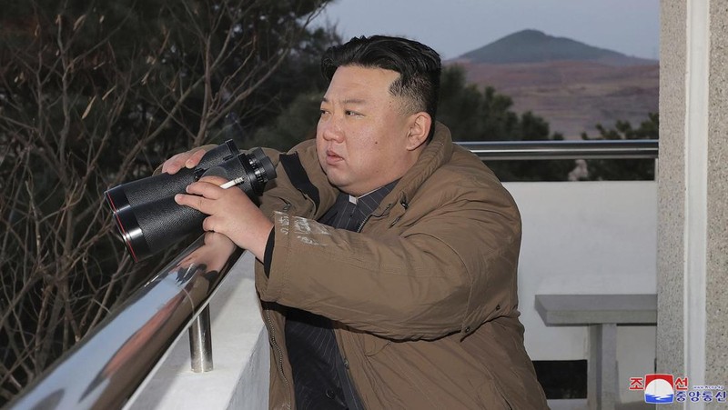 This photo provided by the North Korean government shows what it says is an intercontinental ballistic missile in a launching drill at the Sunan international airport in Pyongyang, North Korea, Thursday, March 16, 2023. Independent journalists were not given access to cover the event depicted in this image distributed by the North Korean government. The content of this image is as provided and cannot be independently verified. Korean language watermark on image as provided by source reads: 