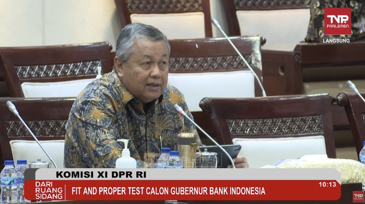Bank Indonensia Calon tunggal Gubernur Bank Indonesia (BI) pilihan Presiden Joko Widodo (Jokowi), Perry Warjiyo akan melakukan uji kelayakan atau fit and proper test di Komisi XI DPR hari ini, Senin (20/3/2023). (Tangkapan layar) Bank Indonensia Calon tunggal Gubernur Bank Indonesia (BI) pilihan Presiden Joko Widodo (Jokowi), Perry Warjiyo akan melakukan uji kelayakan atau fit and proper test di Komisi XI DPR hari ini, Senin (20/3/2023). (Tangkapan layar)