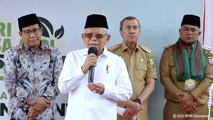 Wakil Presiden Ma'ruf Amin saat memberikan keterangan pers di Kabupaten Pelalawan, Riau (Tangkapan Layar Youtube  Wakil Presiden Republik Indonesia)