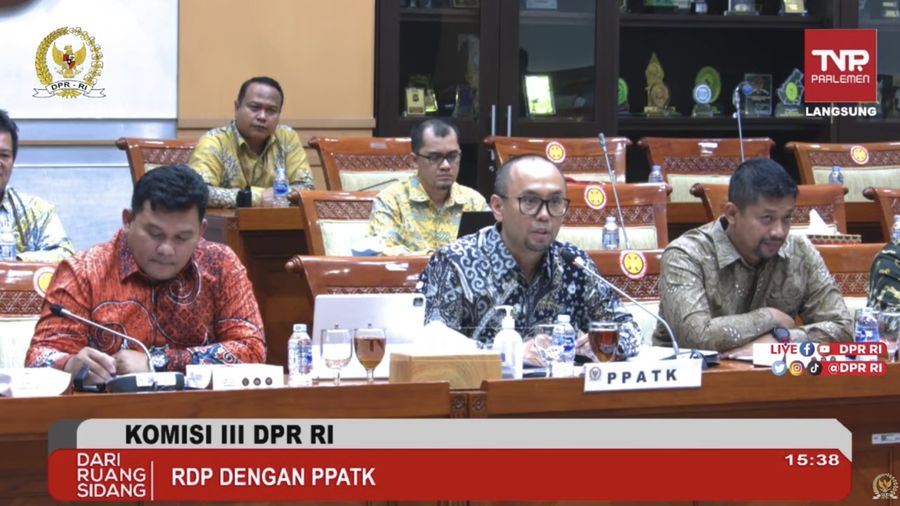 Komisi III DPR RI rapat kerja dengan PPATK (Tangkapan layar Youtube)