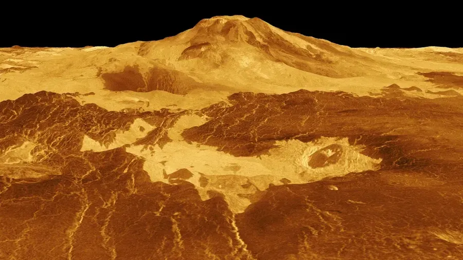Penampakan 3D Gunung Api Venus, Maat Mons (Sumber: BGR) Penampakan 3D Gunung Api Venus, Maat Mons (Sumber: BGR)