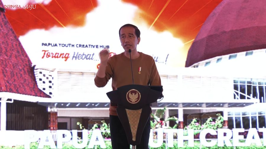 Presiden Jokowi Resmikan Papua Youth Creative Hub, Jayapura, 21 Maret 2023. (Tangkapan Layar Youtube Sekretariat Presiden)