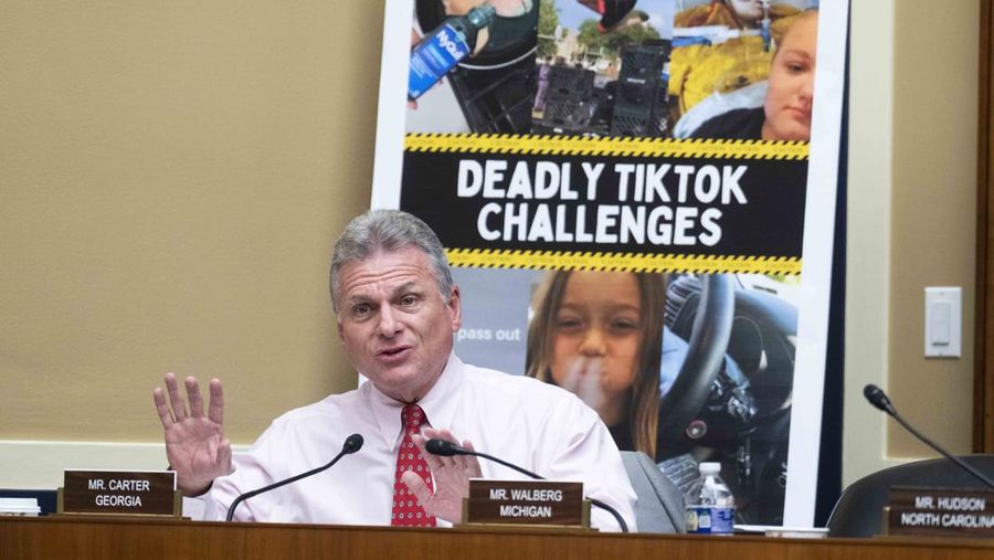 UNITED STATES - MARCH 23: Rep. Buddy Carter, R-Ga., questions TikTok CEO Shou Zi Chew during the House Energy and Commerce Committee hearing titled TikTok: How Congress Can Safeguard American Data Privacy And Protect Children From Online Harms, in Rayburn Building on Thursday, March 23, 2023. (Tom Williams/CQ-Roll Call, Inc via Getty Images)