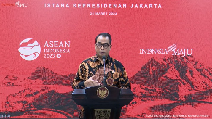 Menteri Perhubungan Budi Karya Sumadi dalam menyampaikan konferensi pers mengenai mudik 2023. Menteri Perhubungan Budi Karya Sumadi dalam menyampaikan konferensi pers mengenai mudik 2023. (Tangkapan Layar Youtube Sekretariat Presiden)