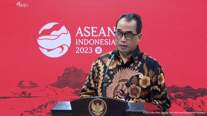 Menteri Perhubungan Budi Karya Sumadi dalam menyampaikan konferensi pers mengenai mudik 2023. (Tangkapan Layar Youtube Sekretariat Presiden)