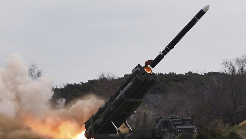 A TV screen shows a recent image released by Pyongyang’s official Korean Central News Agency during a news program at the Seoul Railway Station in Seoul, South Korea, Friday, March 24, 2023. North Korea said Friday its cruise missile launches this week were part of nuclear attack simulations that also involved a detonation by a purported underwater drone as leader Kim Jong Un vowed to make his rivals 