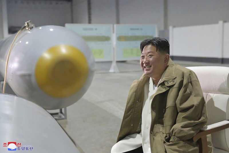 A TV screen shows a recent image released by Pyongyang’s official Korean Central News Agency during a news program at the Seoul Railway Station in Seoul, South Korea, Friday, March 24, 2023. North Korea said Friday its cruise missile launches this week were part of nuclear attack simulations that also involved a detonation by a purported underwater drone as leader Kim Jong Un vowed to make his rivals 