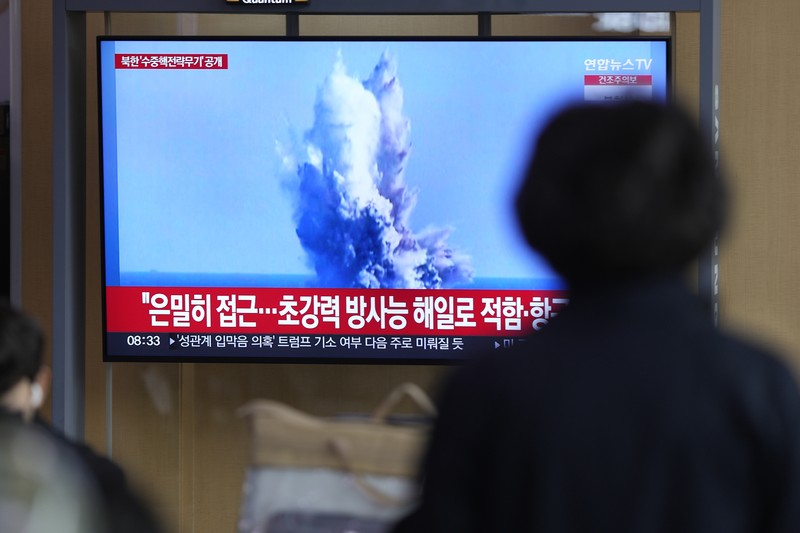 South Korea Koreas Tensions A TV screen shows a recent image released by Pyongyang’s official Korean Central News Agency during a news program at the Seoul Railway Station in Seoul, South Korea, Friday, March 24, 2023. North Korea said Friday its cruise missile launches this week were part of nuclear attack simulations that also involved a detonation by a purported underwater drone as leader Kim Jong Un vowed to make his rivals