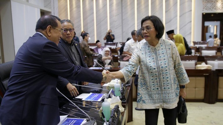 Menteri Keuangan Sri Mulyani Hadiri Rapat Kerja DPR Komisi XI (Detik.com/Agung Pambudi)