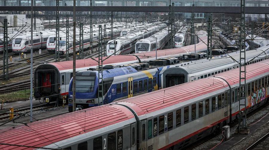 BERLIN, GERMANY - MARCH 27: Board for following trains stands empty at the main train station (Hauptbahnhof) during a nationwide strike on March 27, 2023 in Berlin, Germany. Air travel and long distance rail service have mostly been shut down across Germany today. Labour unions representing over two million public sector employees are pushing for steep wage hikes due to the current high level of inflation.  (Photo by Maja Hitij/Getty Images)