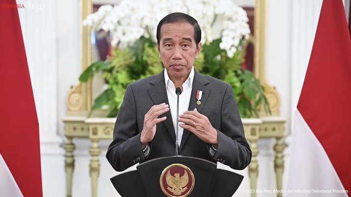 Pernyataan Presiden Joko Widodo terkait Piala Dunia U-20, Istana Merdeka, Selasa (28/3/2023). (Tangkapan layar Youtube Setpres RI)