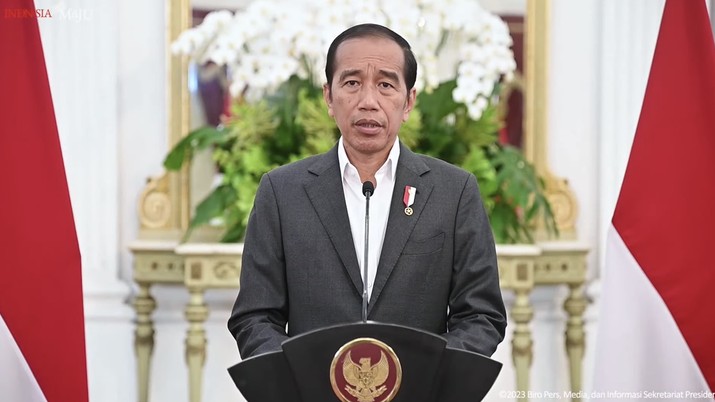 Pernyataan Presiden Joko Widodo terkait Piala Dunia U-20, Istana Merdeka, Selasa (28/3/2023). (Tangkapan layar Youtube Setpres RI)