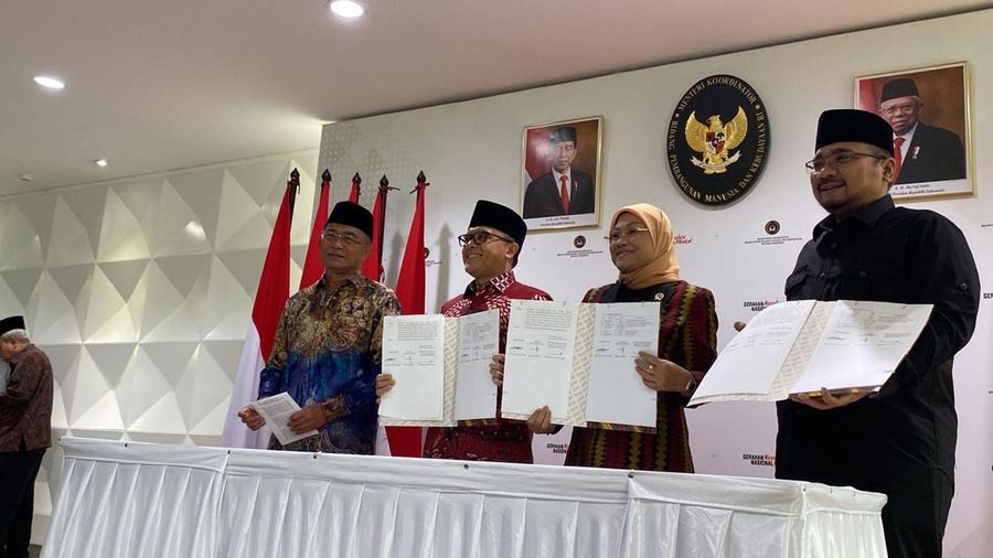 Konferensi Pers tentang Perubahan Cuti Bersama Idul Fitri 1444 H. (CNBC Indonesia/Anisa Sopiah)