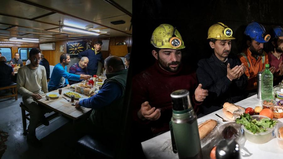 Sahur hingga berbuka di tengah pekerjaan yang cukup berat dikerjakan saat puasa mulai dari mencari ikan ditengah laut hingga didalam perut bumi. (Getty Images)