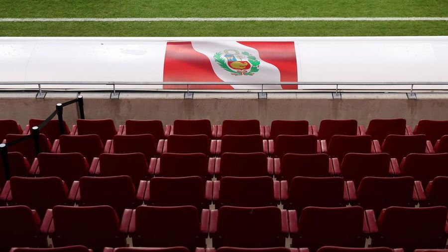 MAINZ, GERMANY - MARCH 25: General view showing the Peru flag in the stadium prior to an international friendly match between Germany and Peru at MEWA Arena on March 25, 2023 in Mainz, Germany. (Photo by Alex Grimm/Getty Images)