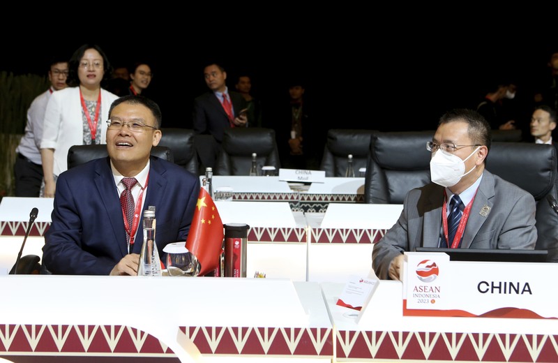 Finance ministers and delegates attend the plenary session during the ASEAN Finance Ministers and Central Bank Governors meeting in Nusa Dua, Bali, Indonesia on Thursday, March 30, 2023. The resort island of Bali is held the ASEAN Finance Ministers and Central Bank Governors meeting on March 30-31. (AP Photo/Firdia Lisnawati)
