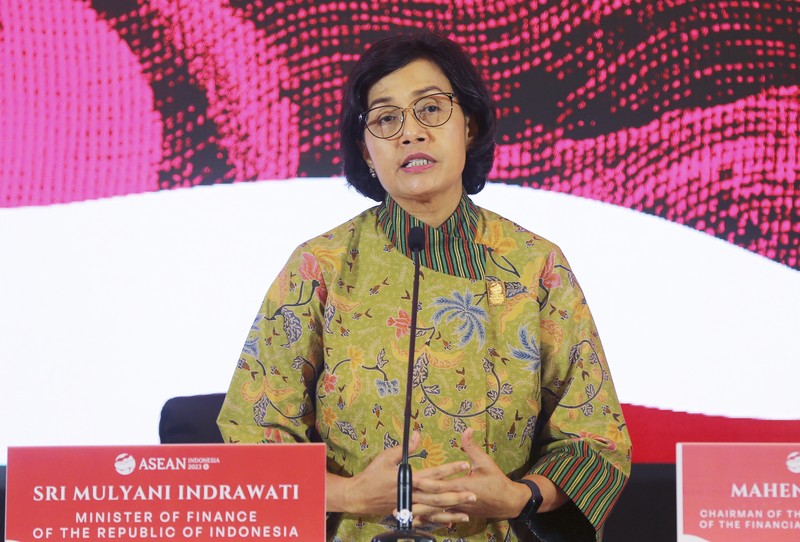 Indonesia ASEAN Finance ministers and delegates attend the plenary session during the ASEAN Finance Ministers and Central Bank Governors meeting in Nusa Dua, Bali, Indonesia on Thursday, March 30, 2023. The resort island of Bali is held the ASEAN Finance Ministers and Central Bank Governors meeting on March 30-31. (AP Photo/Firdia Lisnawati)