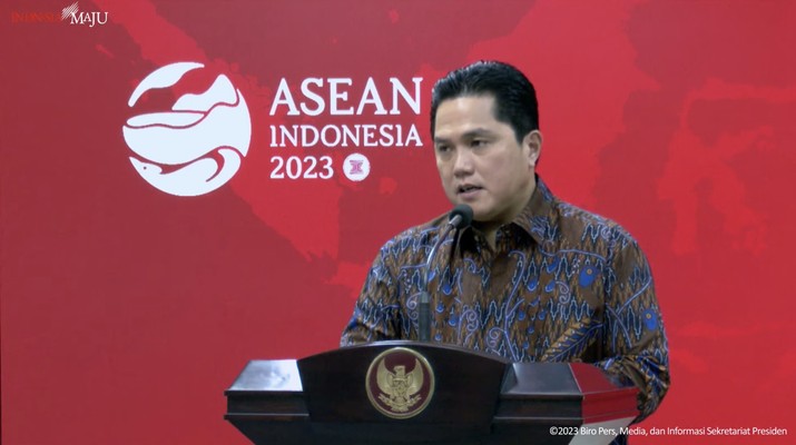 Keterangan Pers Ketua Umum PSSI Erick Thohir Mengenai Hasil Meeting Bersama Presiden FIFA. (Tangkapan Layar Youtube Sekretariat Presiden)
