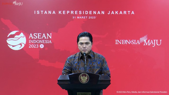 Keterangan Pers Ketua Umum PSSI Erick Thohir Mengenai Hasil Meeting Bersama Presiden FIFA. Keterangan Pers Ketua Umum PSSI Erick Thohir Mengenai Hasil Meeting Bersama Presiden FIFA. (Tangkapan Layar Youtube Sekretariat Presiden)