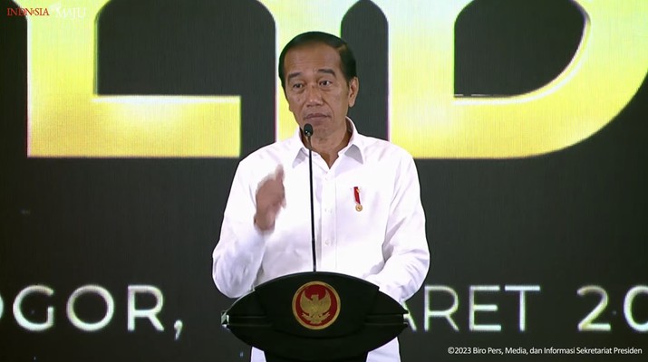 Sambutan Presiden Jokowi pada Peresmian Kawasan Ekonomi Khusus Lido, 31 Maret 2023. (Tangkapan layar youtube Setpres RI) Sambutan Presiden Jokowi pada Peresmian Kawasan Ekonomi Khusus Lido, 31 Maret 2023. (Tangkapan layar youtube Setpres RI)