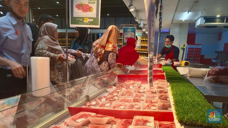 Lokasi Daging di Transmart Cempaka Putih (CNBC Indonesia/Martya Rizki)