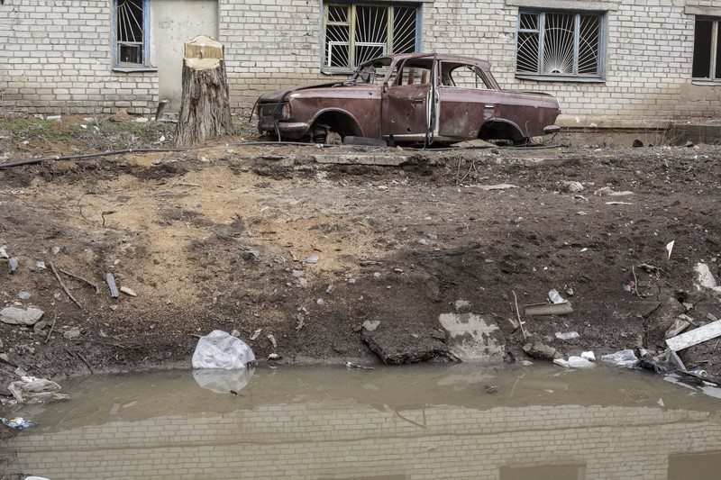 Sebuah serangan besar-besaran rudal Rusia mengguncang Ukraina, Minggu (2/4/2023). Serangan tersebut dilakukan di kota Kostyantynivka, Donbass, Ukraina Timur. (Anadolu Agency via Getty Images)