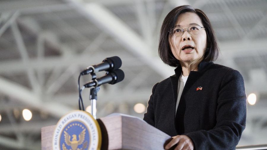 Ketua DPR AS Kevin McCarthy bertemu dengan Presiden Taiwan Tsai Ing-wen di California pada Rabu (5/4) untuk membahas sejumlah isu. (Bloomberg via Getty Images)
