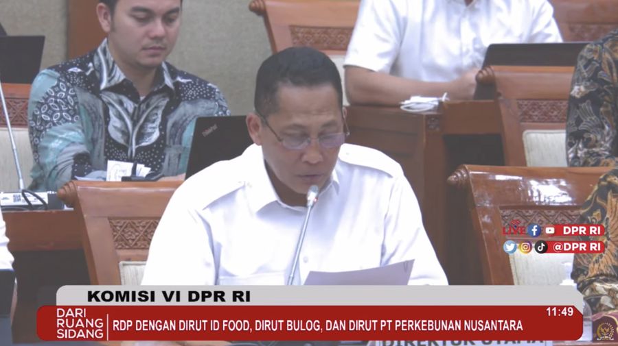 KOMISI VI DPR RI RDP Dengan DIRUT ID FOOD, PERUM BULOG Dan DIRUT PTPN III. (Tangkapan Layar Youtube Komisi VI DPR RI Channel)