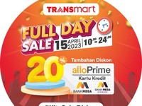 Transmart Diskon 20% Lebih Banyak Barang, Seharian Penuh