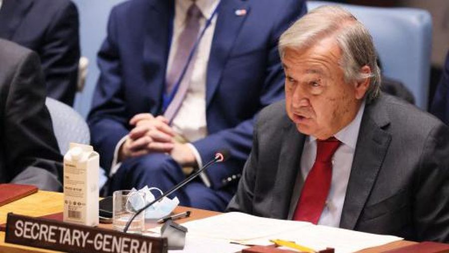 NEW YORK, NEW YORK - SEPTEMBER 22: Secretary-General of the United Nations Antnio Guterres speaks during the United Nations Security Council meeting at the United Nations Headquarters to discuss the conflict in Ukraine on September 22, 2022 in New York City. Yesterday, Russian President Vladimir Putin announced a
